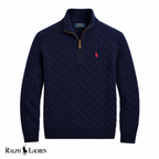 RL Zip Cable-Knit Wool Knit Sweater