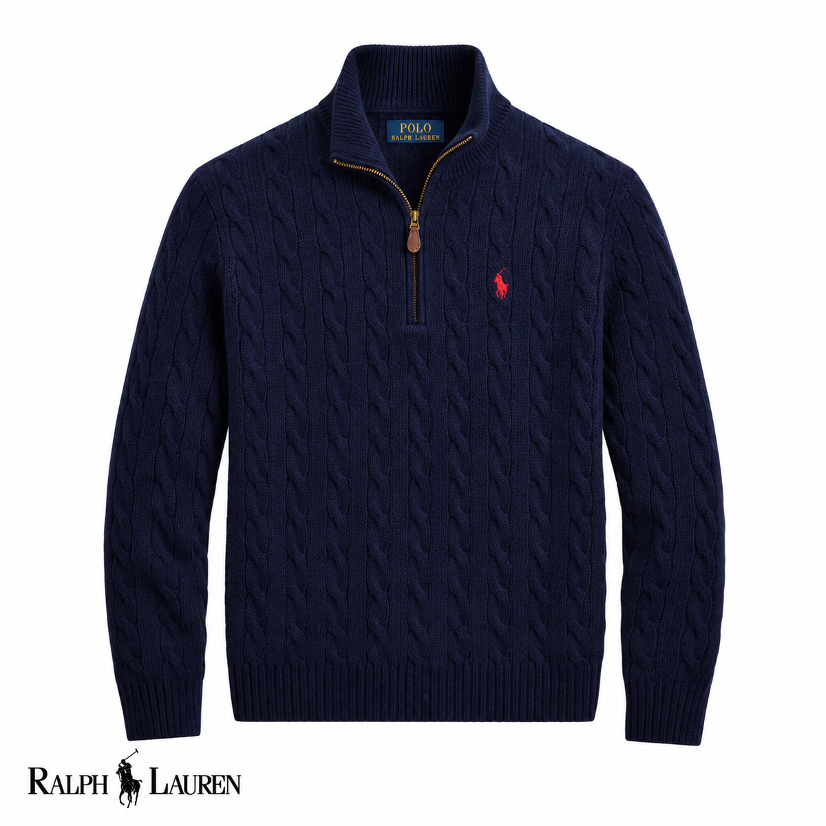 RL Zip Cable-Knit Wool Knit Sweater