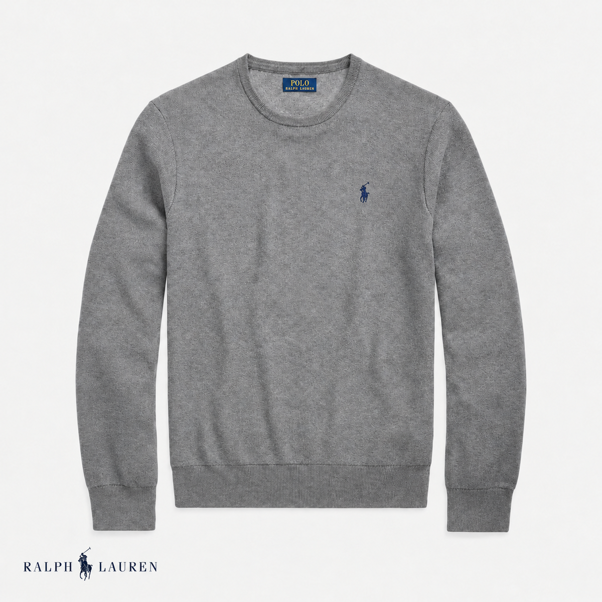 RL Mesh-Knit Cotton Crewneck Sweater