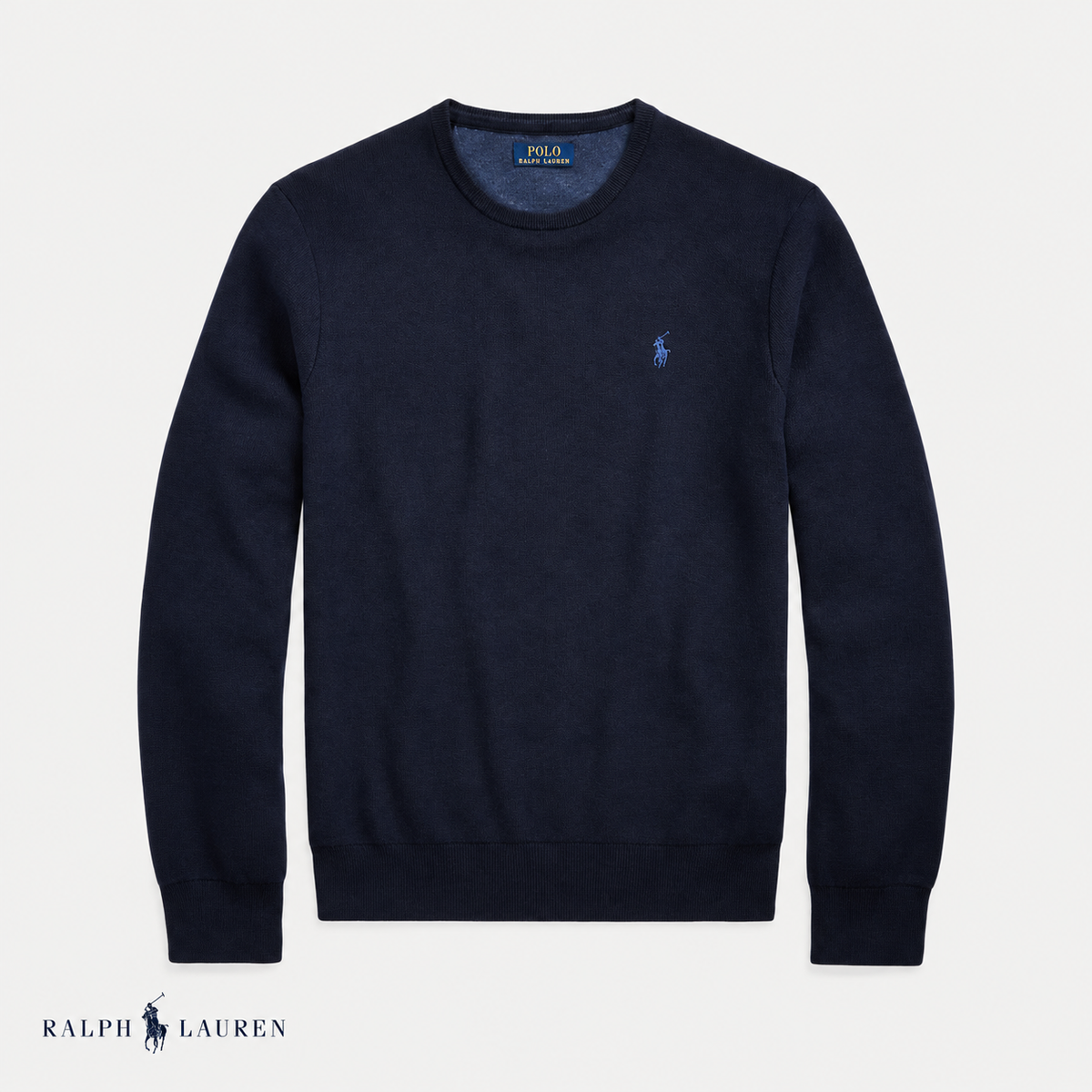 RL Mesh-Knit Cotton Crewneck Sweater