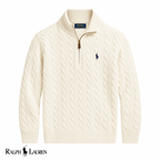 RL Zip Cable-Knit Wool Knit Sweater