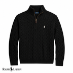 RL Zip Cable-Knit Wool Knit Sweater