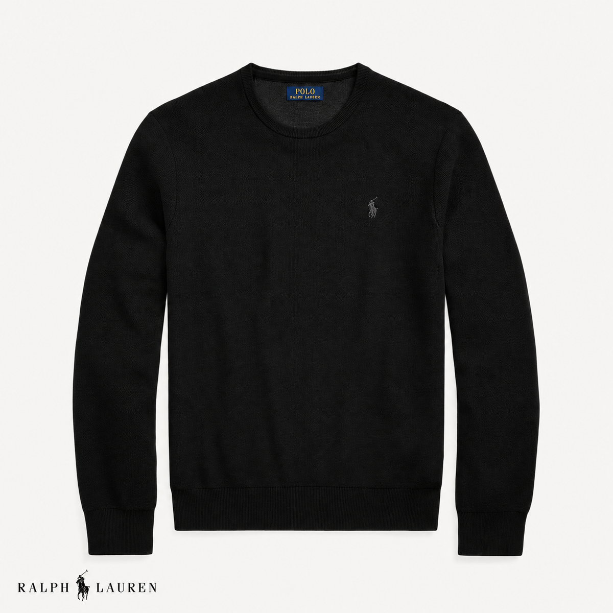 RL Mesh-Knit Cotton Crewneck Sweater