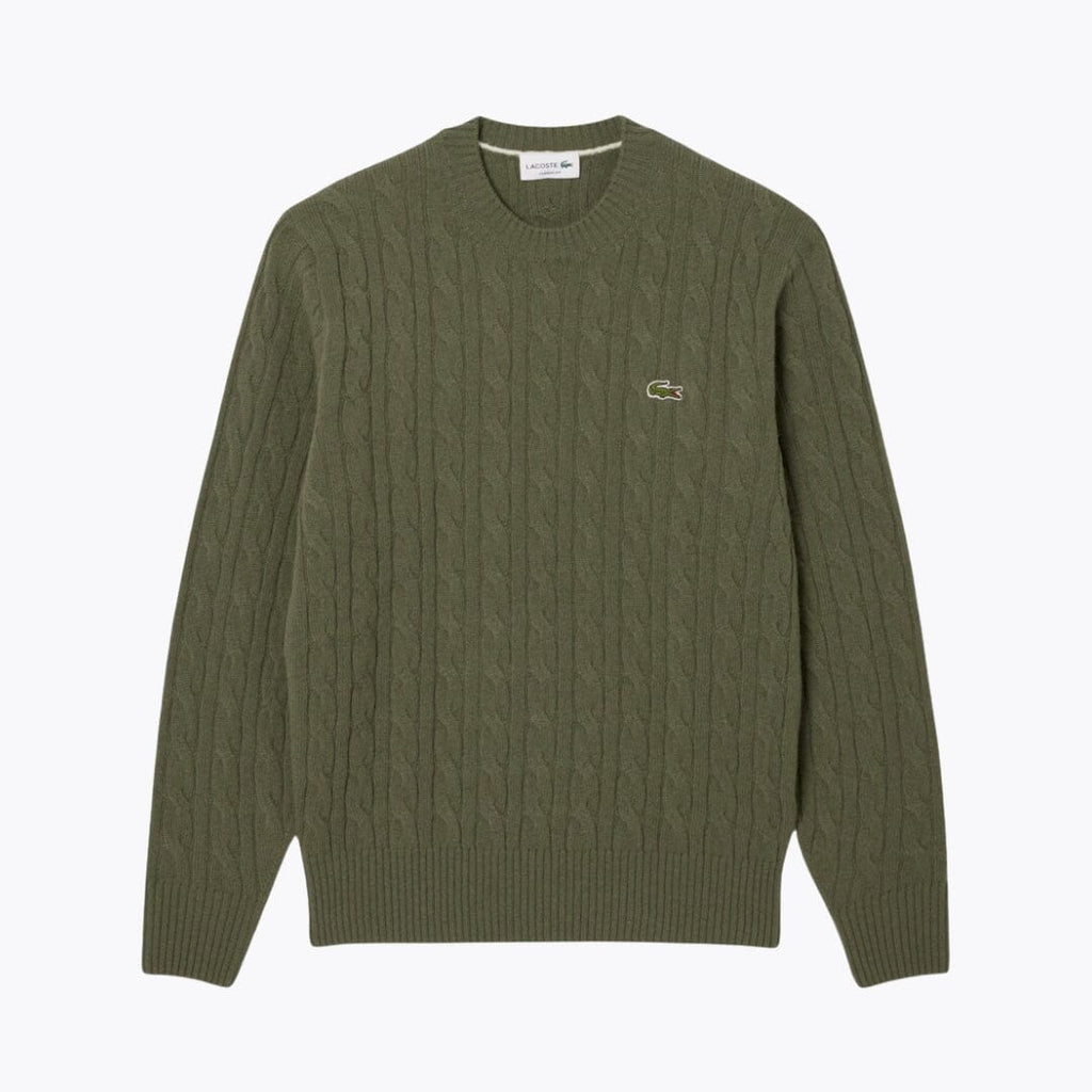 LC Cable Knit Carded Wool Crew Neck Sweater