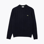 LC Cable Knit Carded Wool Crew Neck Sweater