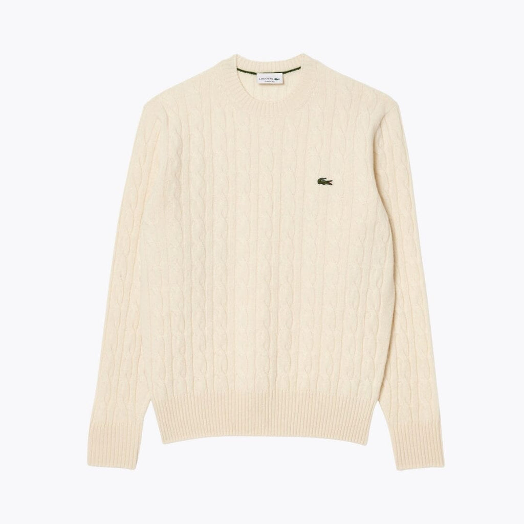 LC Cable Knit Carded Wool Crew Neck Sweater