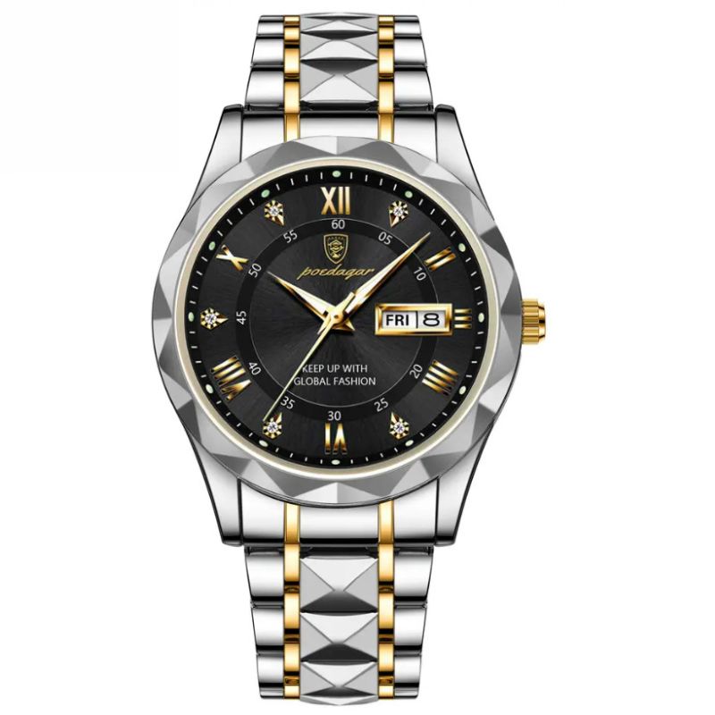 POEDAGAR Luminous Steel 40mm Uhr - Wasserdicht | Transferierter Stahl