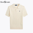 RL Cable-Knit Cotton Polo-Collar Sweater