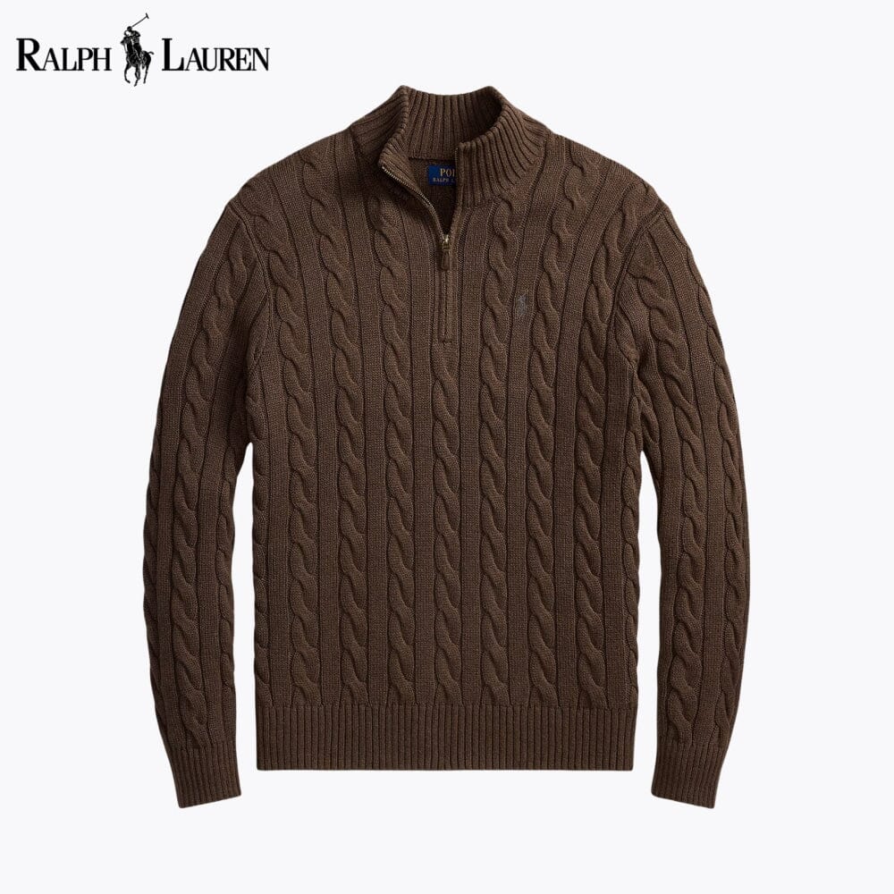 RL Chunky Cable-Knit Cotton Quarter-Zip Pullover