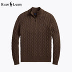 RL Chunky Cable-Knit Cotton Quarter-Zip Pullover