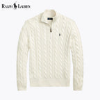 RL Chunky Cable-Knit Cotton Quarter-Zip Pullover