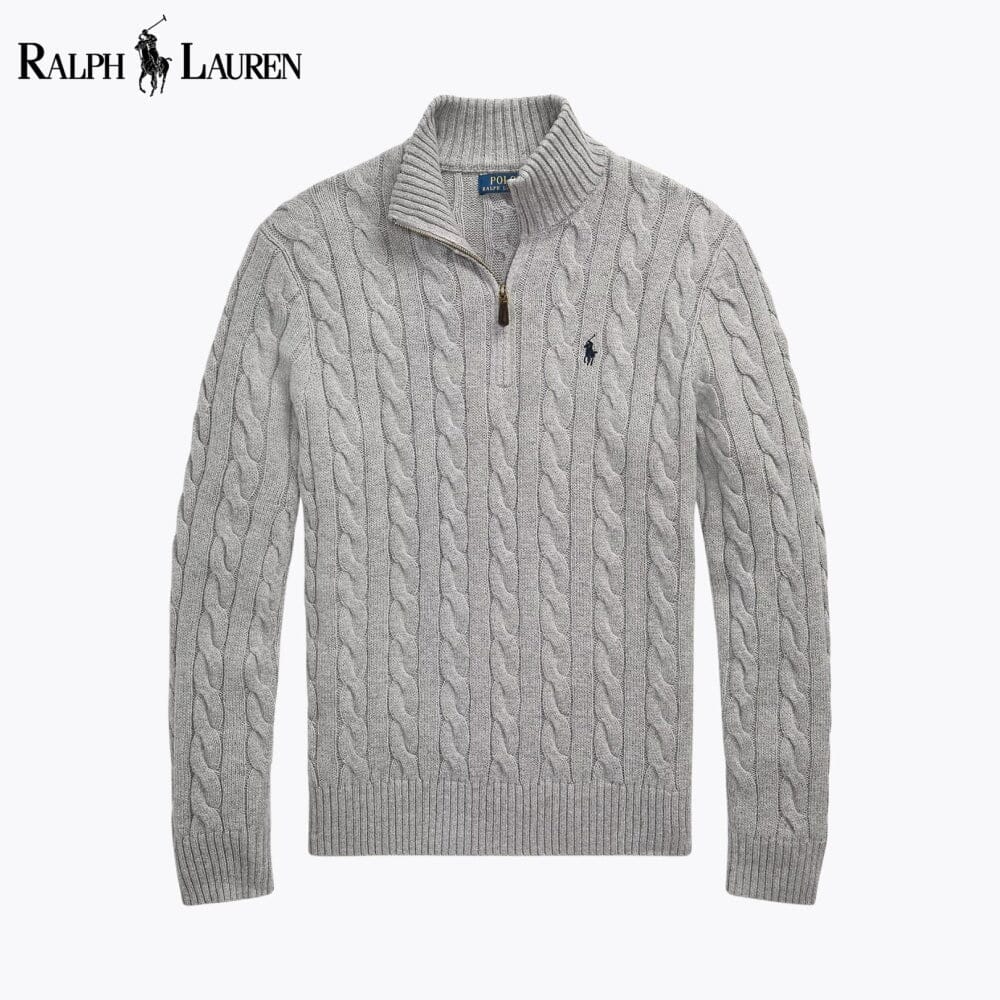 RL Chunky Cable-Knit Cotton Quarter-Zip Pullover