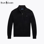 RL Mesh-Knit Cotton Quarter-Zip Sweater