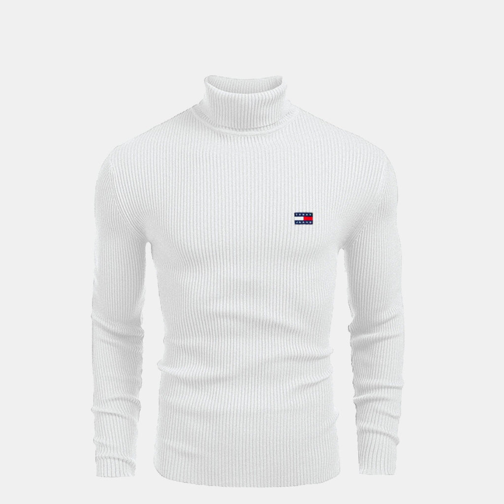 TH Rollkragenpullover mit Zopfmuster aus Wolle